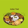 Indian thali vector illustration or clip art