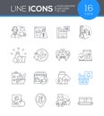 Food industry and crisis - line design style icons set