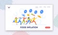 Food Inflation Landing Page Template. Consumer Characters Chase Grocery Floating With Air Balloons. Price Index Rise Up Royalty Free Stock Photo