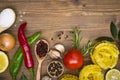 Food ingrediens on wooden background Royalty Free Stock Photo