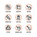 Food ingredient warning vector icons.