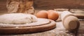 Food ingredients for dough a wooden kitchen board. Cake recipies