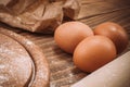 Food ingredients for dough a wooden kitchen board. Cake recipies