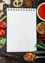 Food ingredients and recipe book Royalty Free Stock Photo