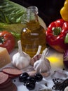 Food Ingredients Still Life Composition with Vegetables, Olive O Royalty Free Stock Photo