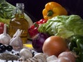 Food Ingredients Still Life Composition with Vegetables, Olive O Royalty Free Stock Photo