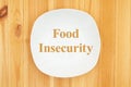 Food Insecurity message on white empty plate