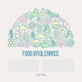 Food intolerance concept with thin line icons