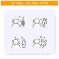 Food intolerance line icons set. Editable Royalty Free Stock Photo