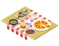 Food isometric icons on table