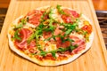 Food. Italian pizza, jamon and ruccola