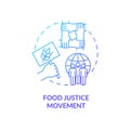 Food justice movement blue gradient concept icon