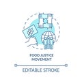 Food justice movement turquoise concept icon