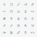 25 food and kitchen line icons