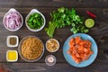 Food knolling mise en place barley salad