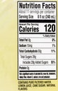 Food label calories sodium carbohydrate protein nutrition facts Royalty Free Stock Photo