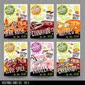 Food label set stickers collection vegetable labels spices package design. star anise, nutmeg cinnamon clove