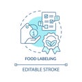 Food labeling turquoise concept icon