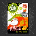 Food labels stickers set colorful sketch style fruits, spices vegetables package design. Hand drawn vector illustration.