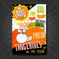Food labels stickers set colorful sketch style fruits, spices vegetables package design. Hand drawn vector illustration.