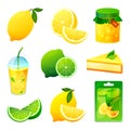 Food from lemon and lime fruits, drinks and sweets Royalty Free Stock Photo