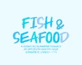 Food lettering banner Seafood, sketch font