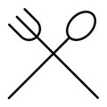 Food Line Icon. Fork and Spoon Vector Simple Minimal 96x96 Pictogram Royalty Free Stock Photo