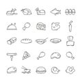 food line icon set with cheese, pizza, meat