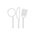 Food line icon set. Fork, spoon and knife symbol. isolated vector illustration. Royalty Free Stock Photo