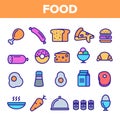 Food Line Icon Set Vector. Home Kitchen Breakfast Food Icons. Menu Pictogram. Fesh Eating Element. Thin Outline Web Royalty Free Stock Photo