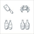 food line icons. linear set. quality vector line set such as cognac, wine, crabs