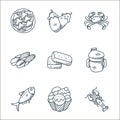 food line icons. linear set. quality vector line set such as lobster, ice cream, fish, feeding bottle, bread, corn, crabs,