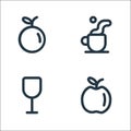 Food line icons. linear set. quality vector line set such as apple, glass, coffee