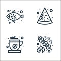 food line icons. linear set. quality vector line set such as bbq, tea, pizza Royalty Free Stock Photo