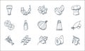 food line icons. linear set. quality vector line set such as berries, maple leaf, lobster, avocado, skewers, cookies, grater,