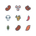 Food line icons set, fill outline style Royalty Free Stock Photo