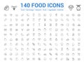 140 food line icons set. Vector illustration Royalty Free Stock Photo