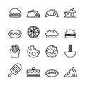 Food line icons set on white background Royalty Free Stock Photo