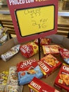 Food Lion grocery store Cheez-it snacks in a display bin 2021