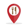 Food location indicator. A reference point for the coordinates of the destination point