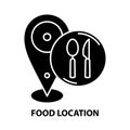 food location symbol icon, black vector sign with editable strokes, concept illustration Royalty Free Stock Photo