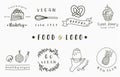 Food logo collection with cake,drink,noodle,pineapple.Vector illustration for icon,logo,sticker,printable and tattoo