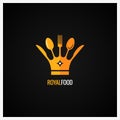 Food Logo . Fork and Knife Crown Background.