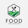 food logo icon template of concept. agriculture, spoon and fork vector illustration Royalty Free Stock Photo