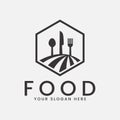 food logo icon template of concept. knife, spoon and fork vector illustration Royalty Free Stock Photo