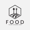 food logo icon template of concept. spoon and fork vector illustration Royalty Free Stock Photo