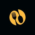 Food logo. Spoon and fork icon. Cafe or restaurant symbol. Vector illustration