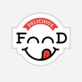 Food logo with yummy face Royalty Free Stock Photo
