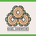 Food logotype with three bagel sandwiches