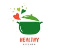 Food love, cooking logo and branding. Healthy, vegan and vegetarian food concept design